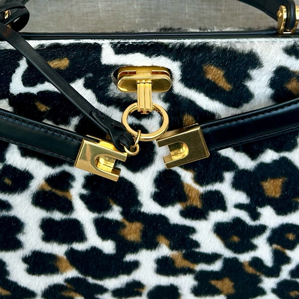 NWT Tory Burch Lee Radziwill Structured Leopard Shearling Bag - Picture 8 of 11